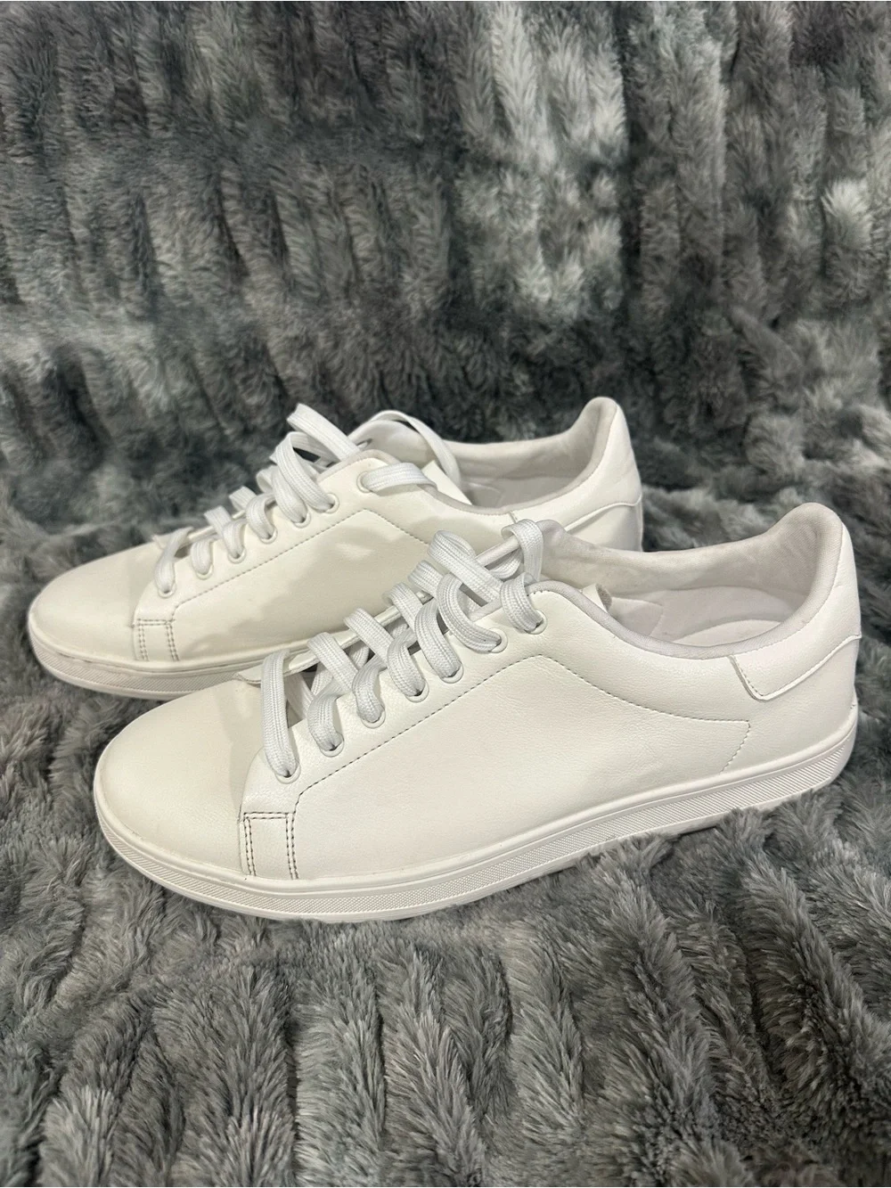 Aldo All-White Leather Lace-Up Sneakers